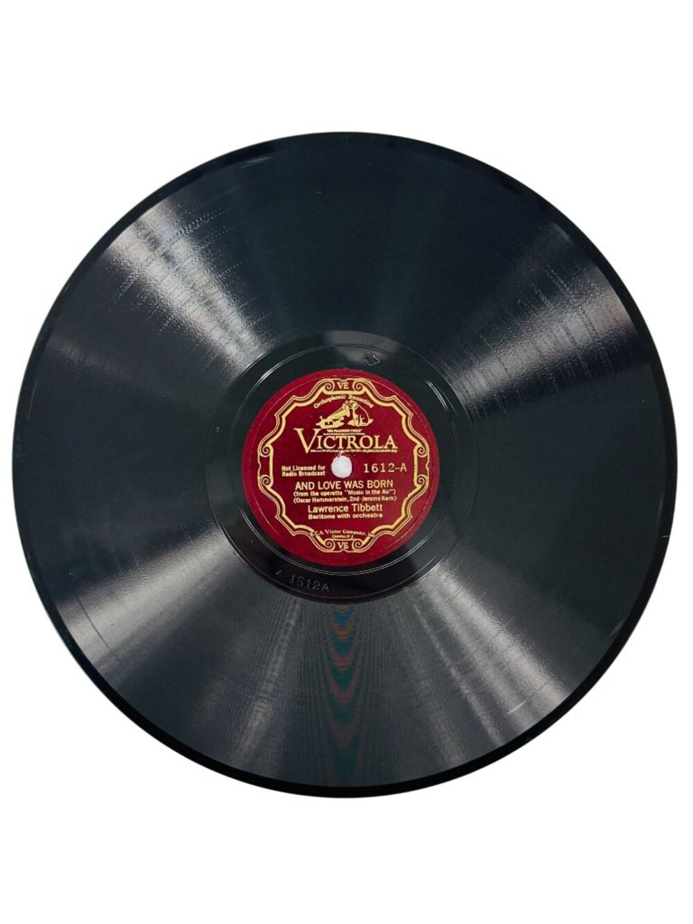 1930s Lawrence Tibbett And Love Was Born 78 RPM Shellac RCA Victor 1612 VG+
